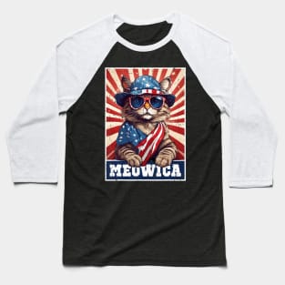 Meowica 4Th Of July Cat American Flag Cat ny 4Th Of July Baseball T-Shirt